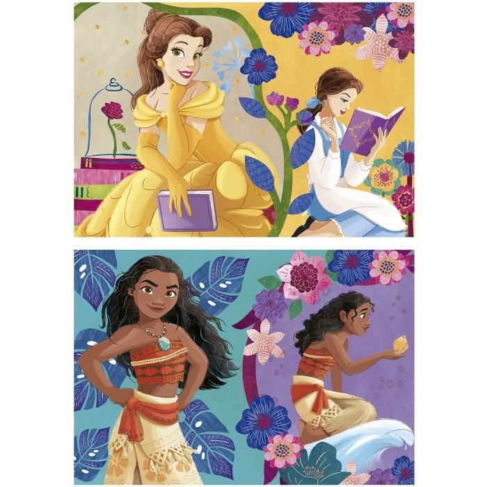 Puzzle en bois Disney Princess (Bella + Vaiana) - 2x25 pièces ...