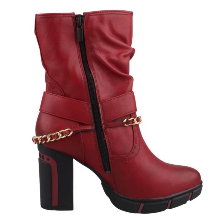 Bottines Mustang Femme Rouge Mustang 1363505 5 Compense Moyenne Adulte Zip Rouge Cdiscount Chaussures
