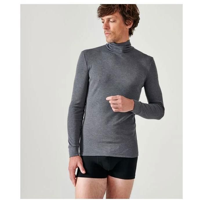 Sous pull col roule Thermolactyl homme DAMART Anthracite Manches longues