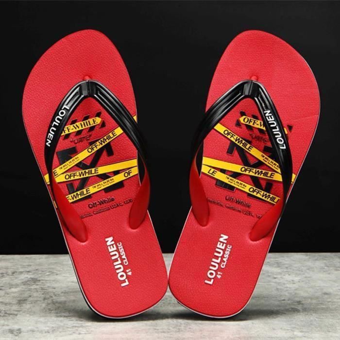 Tongs de Plage Homme Marque Mod le Rouge Plates et