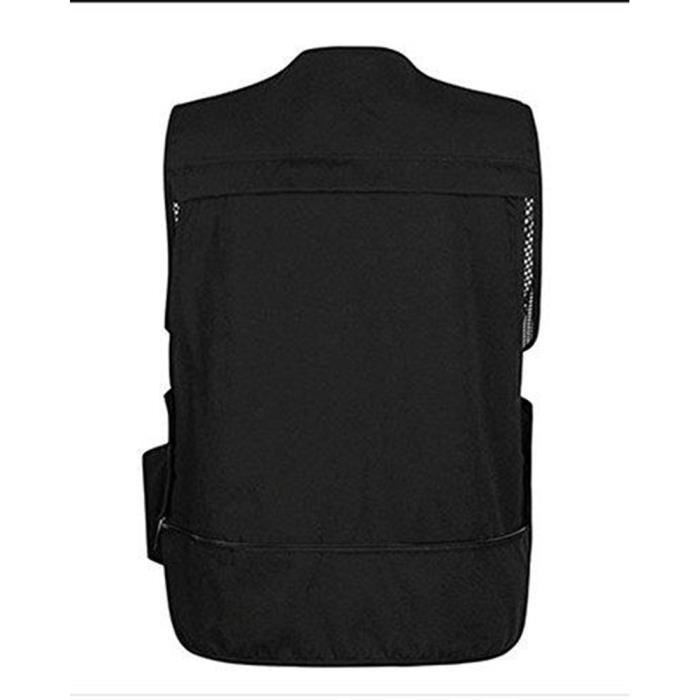 Homme Gilet Sans Manche Gilet de Sport Multi Poche Durable Pour Peche Chasse Photographie Noir Noir Cdiscount Pret a Porter