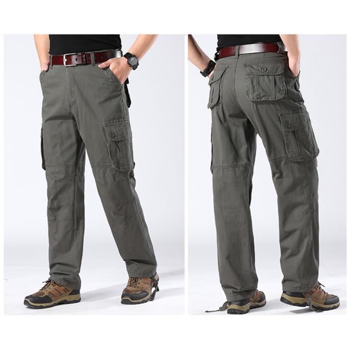 Pantalon Cargo Relaxed Fit Homme en Coton Multi Poches Grande