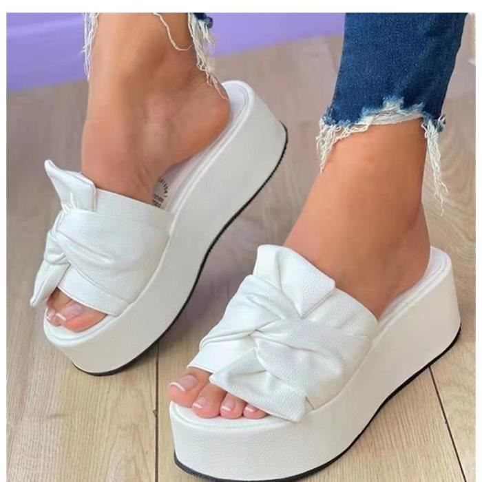 Sandales à Talon Compensé été – Femme – Taille 38 – Noir – Slingback