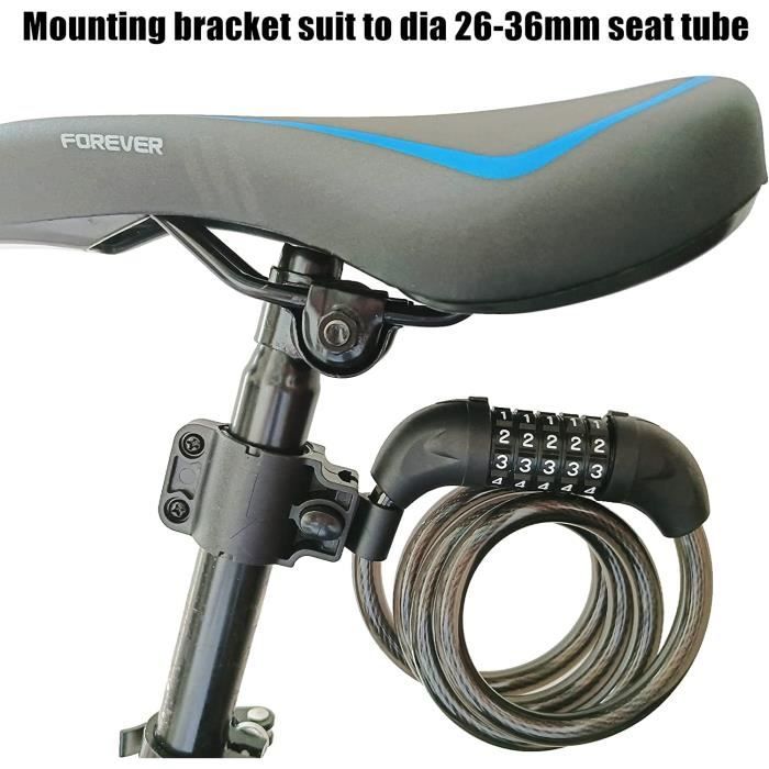 RYANGO Antivol pour vélo, antivol robuste, 5 chiffres, réinitialisable,  cable de verrouillage pour vélo avec support de montage,352 - Cdiscount  Sport