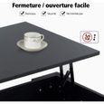 GOPLUS Table Basse avec Plateau Relevable, Espace de Rangement Caché sous Plateau, Style Moderne en Matériau Ecologique, Noir-2