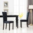 Style Élégance Chic - Lot de 2 Chaises de salle à manger Chaise de cuisine Chaise à dîner Noir - Velours - 72543-2