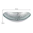Lavabo en Forme Ovale Céramique Vasque à poser de salle de bain 53x35x16cm Forme de bateau argent-2