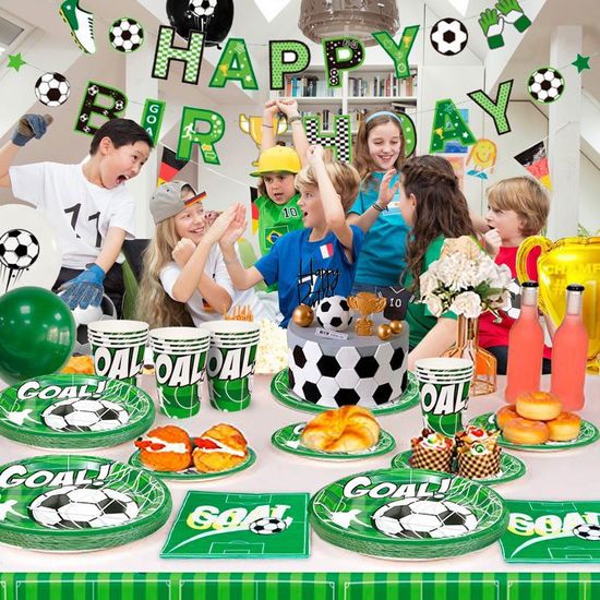 Lot De 50 Assiettes Et Serviettes Football - Décoration Anniversaire Thème Sport