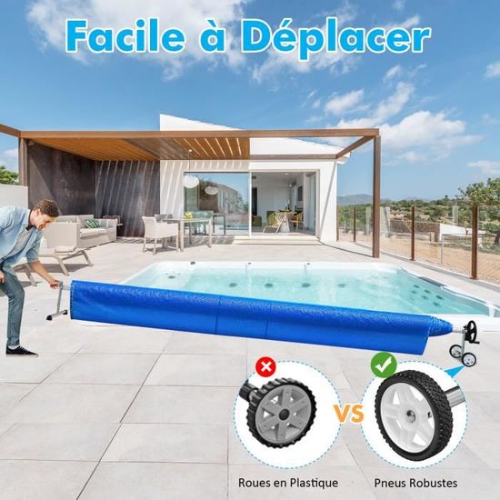 Enrouleur de bâche à bulles pour piscine, modèle XTRA - largeur maxi 5,55 m, Equipement maison, Rangement de jardin