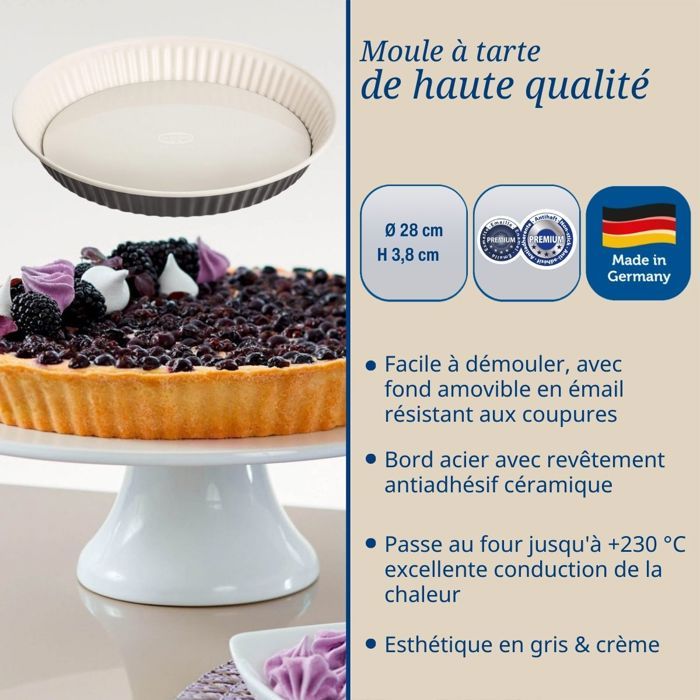 Moule à Tarte En Céramique IIRC - 26x21x5 Cm, Poignées, Blanc/bleu, Pour Four Et Micro-ondes