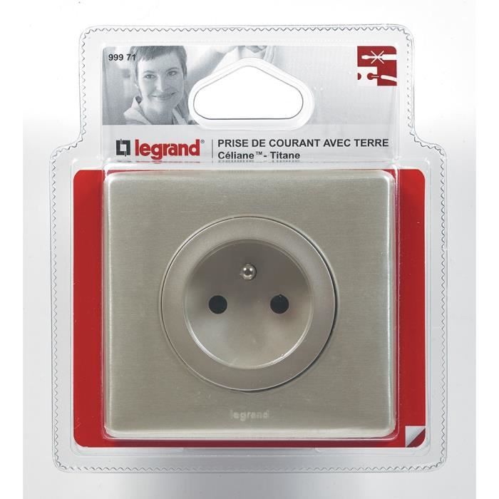 Legrand Celiane Steckdose – 2P+T, Titan-Optik, 16A, Max. 3680W, 230V