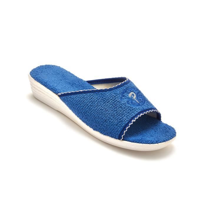 Mules femme Pediconfort Confort ultime Dessus en textile doux Doublure en eponge Bleu Cdiscount Chaussures