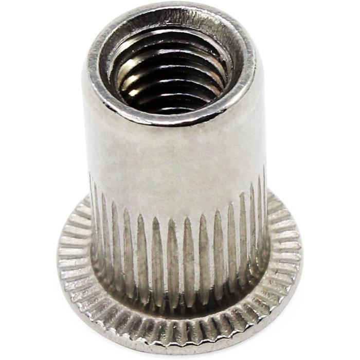 100 écrous Rivet Filetés En Acier Inoxydable – Sweieoni, Spline, Argenté, Sertissage