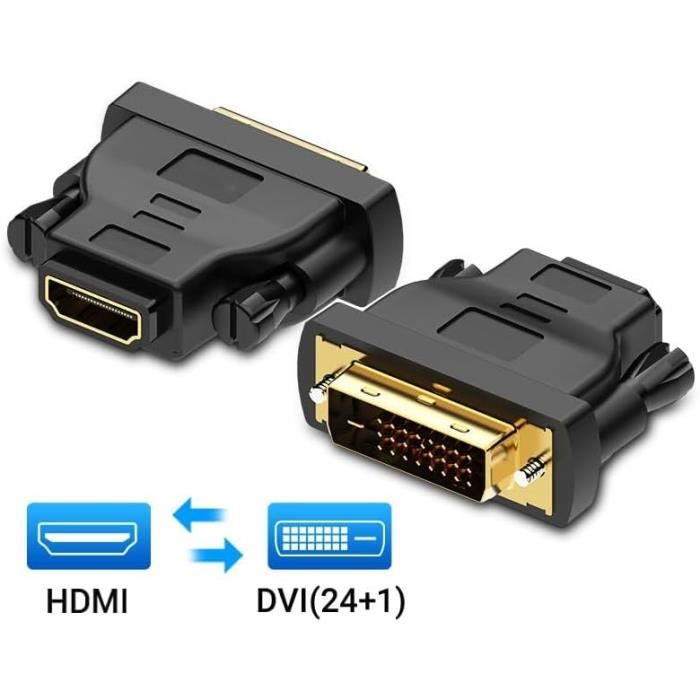 Adaptateur HDMI Vers DVI, Paquet De 2 BENFEI Convertisseur Bidirectionnel HDMI Vers DVI-D DVI