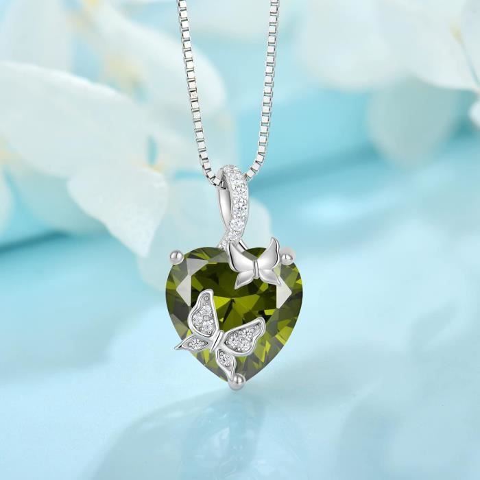 Collier "Coeur Maman" En Argent 925 – Pendentif Avec Topaze Blanche & Chaîne – Neuf – Turtleland