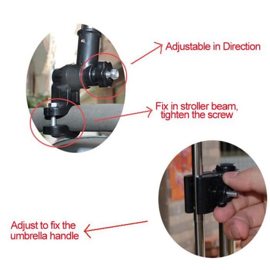 Support Réglable Parapluie Pour Poussette Bébé Porte Parapluie