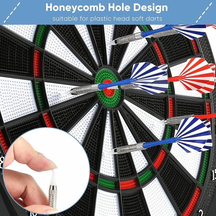 Cible Fléchettes Électronique Brolteja - Set Professionnel 33 Jeux Avec 6 Fléchettes - Écran LCD