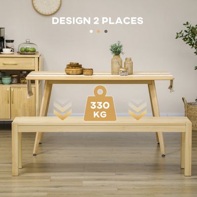 Banc De Cuisine 2 Places En Bois Massif HOMCOM - Style Campagne - 120x33x45 Cm - Charge 240 Kg