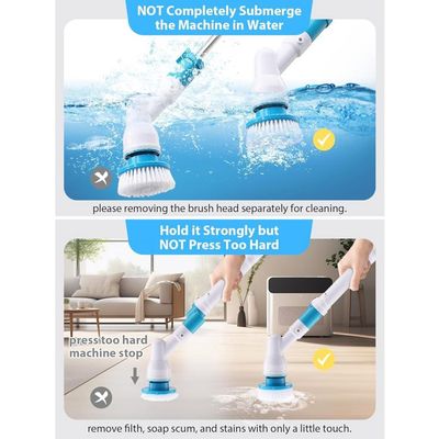 Electrique Nettoyage Rotative, Brosse De Nettoyage Electrique, Sans Fil Avec 7 Tetes Brosse Remplacables Poignee Dextension Reglable Pour Salle Bain Cuisine Electric Spin Scrubber 92231818