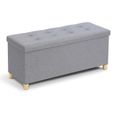Banc Coffre De Rangement IDMarket - 100 Cm - Tissu Gris Clair - Neuf Sous Emballage