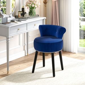 Tabouret De Coiffeuse Avec Dossier Nœud - Rembourré, Réglable, Sans Accoudoirs - Pour Chambre Et Salon
