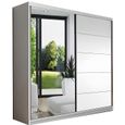 Armoire de chambre avec miroir  2 portes coulissantes - Style contemporain -  L-160 cm EVA BIS 05 (Blanc)-0