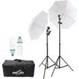 Photo Studio Kit Eclairage Parapluie avec 150W 5500K Ampoule, Support de Lumière, Douille d'Ampoule E27, Parapluie, Sac Trépieds-0