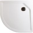 Receveur de douche quart de cercle 90x90 cm, bac à douche extra plat, acrylique blanc, à poser ou à encastrer, Schulte-0