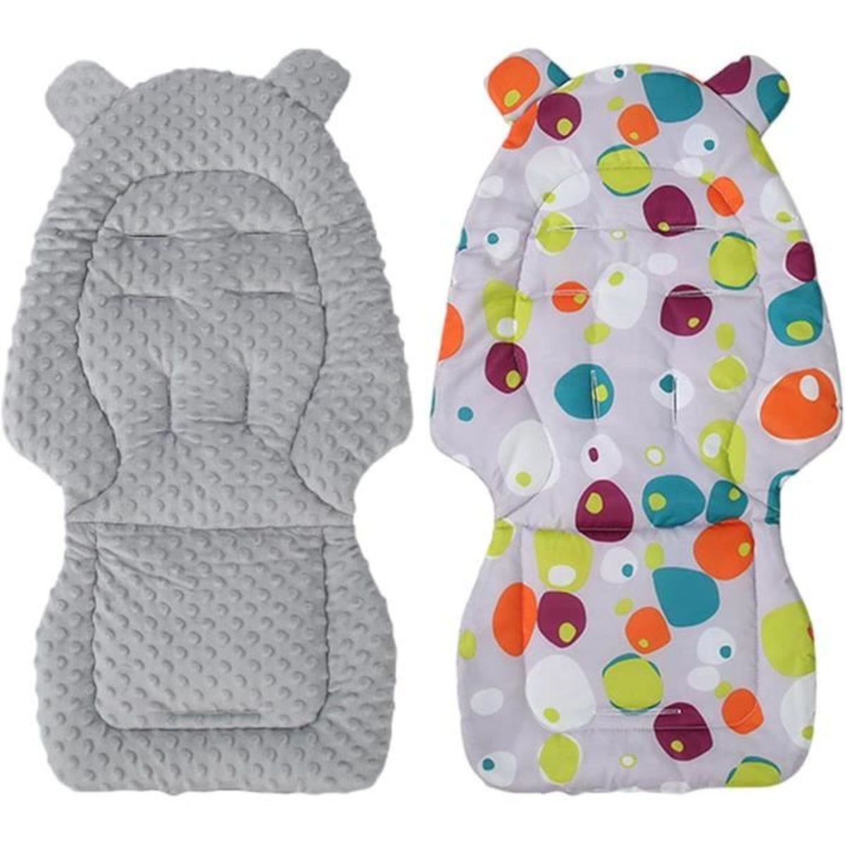 Coussin Siège Poussette LAT Universel - Double Face, 78x34cm, Coton, 9 Trous Harnais