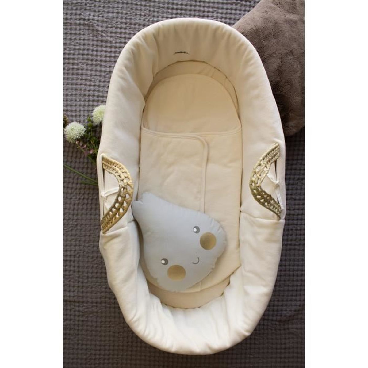Couffin En Osier Et Coton Bio Ecru Cdiscount Puericulture Eveil Bebe