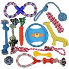 EPE TOP Lot de 12 Pièces Jouets pour Chien Cordon de Tirage Balle Nœud Carotte Frisbee Tong Corde Boucle Jouet à Mâcher Multicolore à