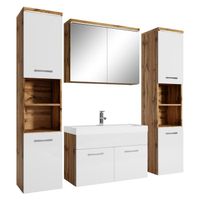Meuble de salle de bain Paso XL 80 x 40 cm Chene avec Blanc – Armoire de rangement Meuble lavabo evier Meuble lavabo
