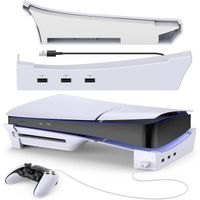Support Horizontal pour Console PS5 Slim avec Hub USB 4 Ports - Blanc
