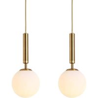 2pcs Lampe Suspension Moderne，Lampe De Boule De Verre Blanc Givré，Pendentif Lumière De La Chambre À Coucher，Cuisine，Bureau De Séjour
