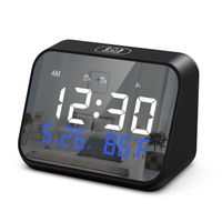 Réveil Numérique, Alarm Réveil LED, Double alarme, Snooze, Luminosité réglable, Affichage température et date(Noir)