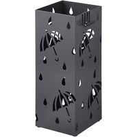 WOLTU Porte parapluie en métal carrée avec 4 crochets et plateau, Porte parapluie design moderne, 20x20x49cm, anthracite