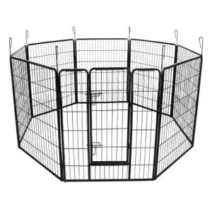 ENCLOS - CHENIL Parc enclos cage pour chiens chiots animaux de compagnie 163 x 163 noir 3712023