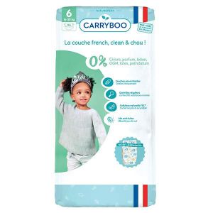 56 couches dermo-sensitives T2 (3-6 kg) CARRYBOO blanc - Carryboo
