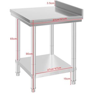 Pied De Plan De Travail 90 Cm Table De Travail Inox Premium 61 61 90 Cm Avec Dosseret Professionnel Achat Vente Plan De Travail Table De Travail Inox Premi Cdiscount