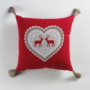 Place Couleur Montagne Coussin Dehoussable Pompons 40 x 40 CM Suede Brode Scottish Gris des