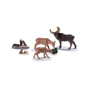 VILLAGE - MANÈGE Lot de 5 figurines d'animaux sauvages décoratifs -