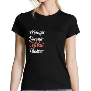 T-SHIRT MAILLOT DE SPORT T-Shirt Femme Softball - Humour et Confort - Col R