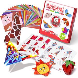 JEU DE ORIGAMI Gamenote Papier Origami, 108 Feuilles de Origami Enfant Double Face Papier Couleur de 54 Beaux Motifs Différents avec Manuel Péd28