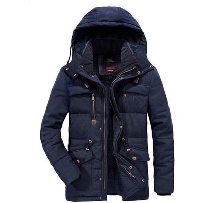 Grand Taille Manteau Chaud Homme Cargo Exterieur Capuche fausse fourrure Veste Vetements Homme Hiver XS 3XL Bleu Cdiscount Pret a Porter