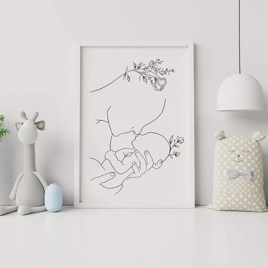 M re Et B b Enfant Art Dessin Au Trait Affiches Abstrait Minimaliste m-re-et-b-b-enfant-art-dessin-au-trait-affiches-abstrait-minimaliste