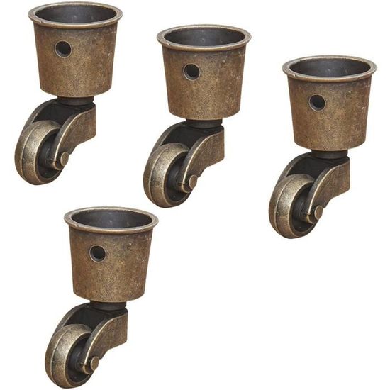 Roulettes Pivotantes Vintage En Alliage De Zinc - Lot De 4, Diamètre 5 Cm, Hauteur 10 Cm | Pour Meubles : Tables, Chaises, Armoires, Pianos - 14