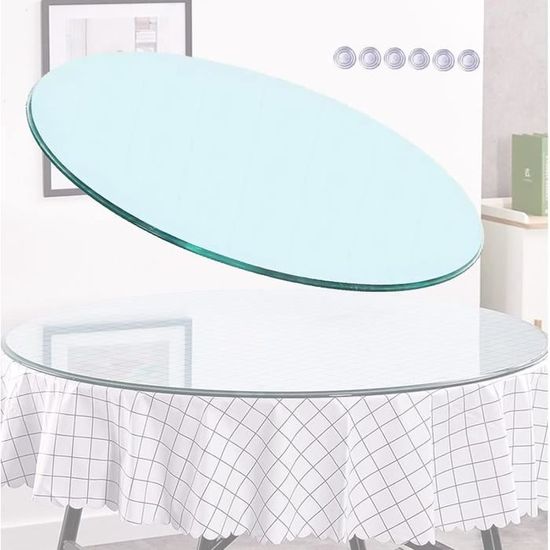 Plateau De Table Rond En Verre Trempé – Diamètre 38 à 100 Cm – Bords Polis, Transparent, Pour Salon, Terrasse, Bureau - 12
