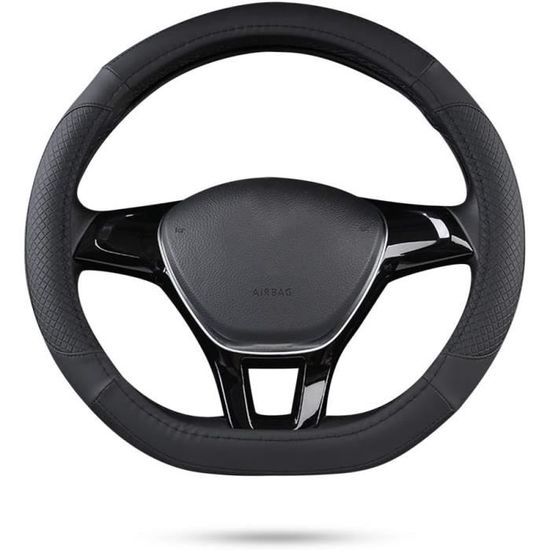 Couvre-Volant En Microfibre Et Cuir PU - Diamètre 38cm (15") - Noir - Antidérapant & Confortable Toutes Saisons
