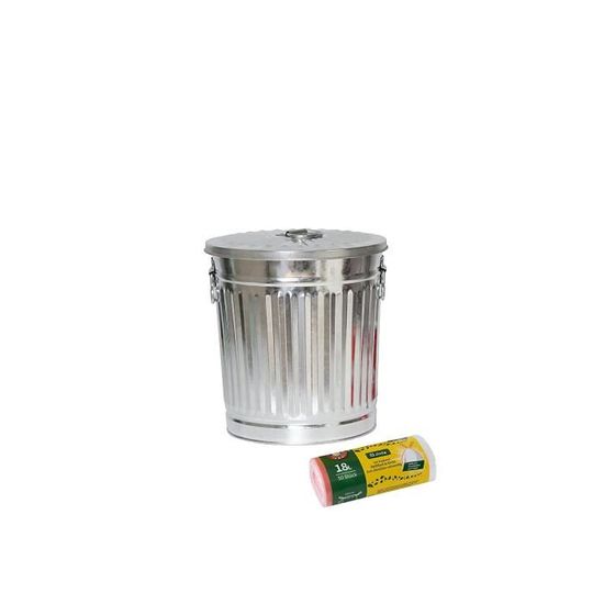 Cendrier Balvi Garbage En Forme De Poubelle - Design Amusant Avec Couvercle | Métal Galvanisé