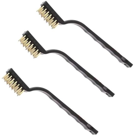 Ensemble De 3 Mini Brosses De Nettoyage – Métal (laiton) Et Nylon – Dégraissage